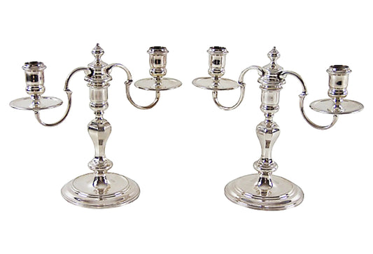 Pr 2 Lite Candelabra English Silver Plate C.1890