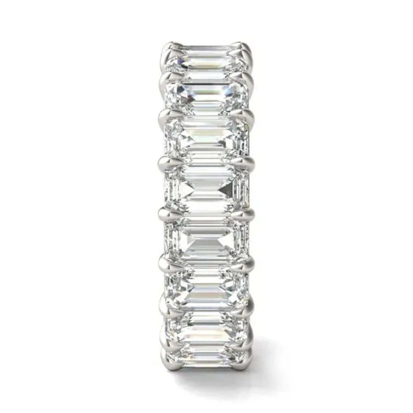 6 1/4 CTW Emerald Lab Grown Diamond Couture Classic Eternity Ring 14K White Gold (G-VS)